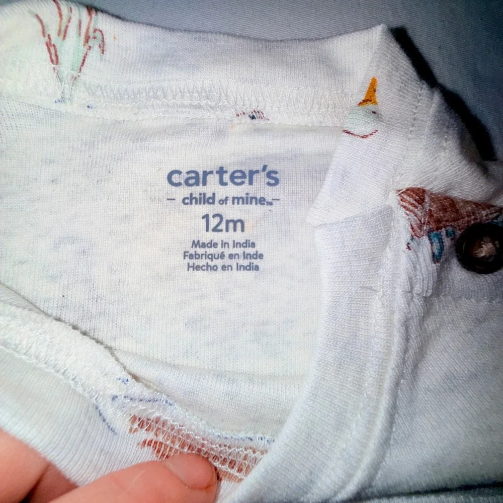 Carter's Child of Mine 3pc Outfit‎ Set 12M Green White NEW Stripes Duck Print